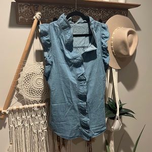 Ruffled Denim Tank